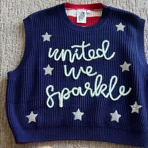 QUEEN OF SPARKLES Navy Blue Star Sweater Vest